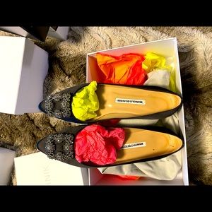 Manolo Blahnik black flats 39.5